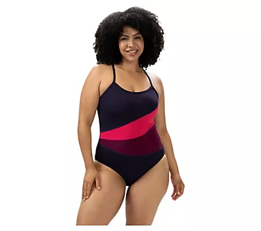 Aquashape Womens Color Block Moderate 1-Piece