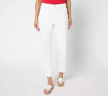 Denim & Co. Petite Color Easy Stretch Straight Leg Ankle Jean