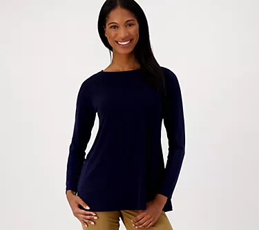 Susan Graver Modern Essentials Pet. Liquid Knit A-Line Tunic