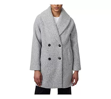 Bernardo Wool Double Breasted Coat with Shawl Collar