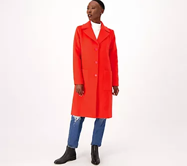 Candace Cameron Bure Petite Button- Front Tailored Coat