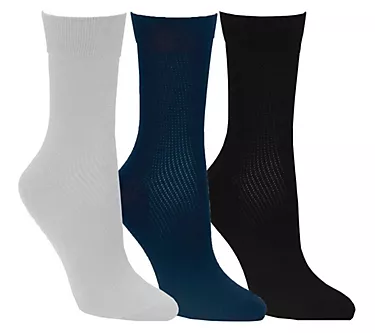 Envy Legwear Set of 3 Spring Cotton Crew Mesh Socks