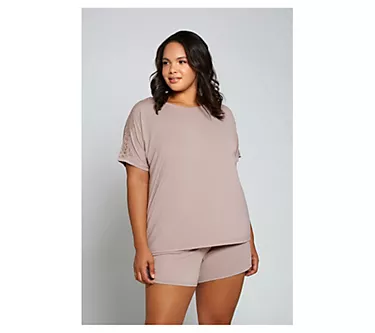 iCollection Lace Detail T-Shirt & Short LoungeSet