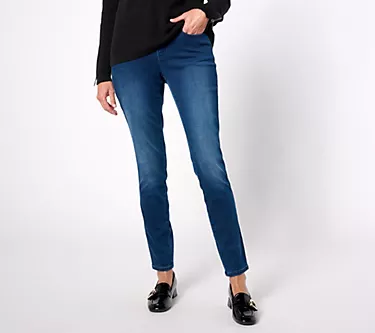 Jingle Belles by Kim Gravel Petite Satin Weave Holiday Denim Jegging