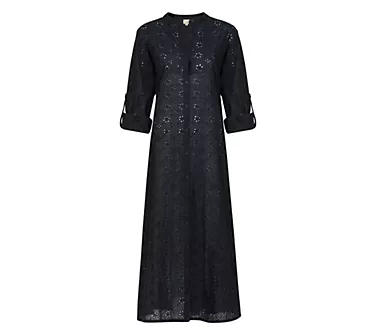 Sunshine Tienda Eyelet 3/4 Sleeve Button FrontMaxi Dress 1 150480-sunshine-tienda-eyelet-3-4-sleeve-button-frontmaxi-dress-1.webp