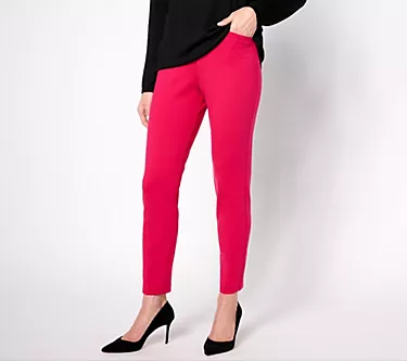 Susan Graver Tall Smart Ponte Knit Slim Leg Pants
