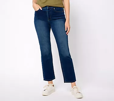 Isaac Mizrahi Live! Regular Indigo Divine Denim Pull On Straight Jeans