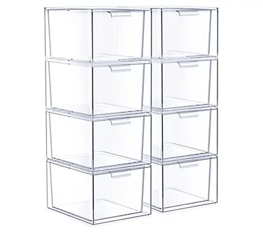 Sorbus 8 Pack Clear Stackable Acrylic Drawer Maeup Organizers