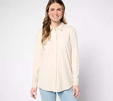 Belle by Kim Gravel Slub Knit Weekender Button Up Shirt