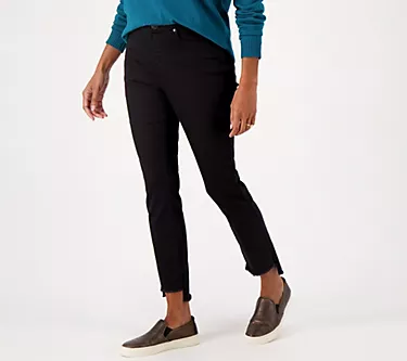 Belle by Kim Gravel TripleLuxe Twill Petite Step Hem Jean