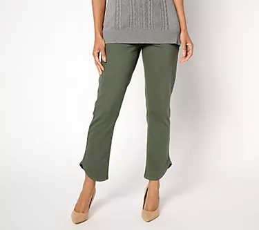 Isaac Mizrahi Live! Tall Knit Denim Pull on Ankle Jeans w/ Tulip Hem