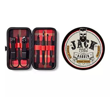 Jack the Barber Strong Pomade & 7 Piece Grooming Kit Bundle