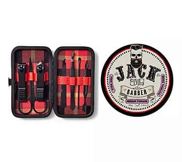 Jack the Barber Hair/Beard Pomade & 7 Piece Grooming Kit Bundle