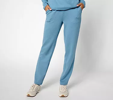 Denim & Co. Active Fleece Petite Straight-Leg Pant