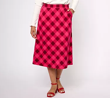 Isaac Mizrahi Live! Regular Printed Ponte Pull On Midi Skirt