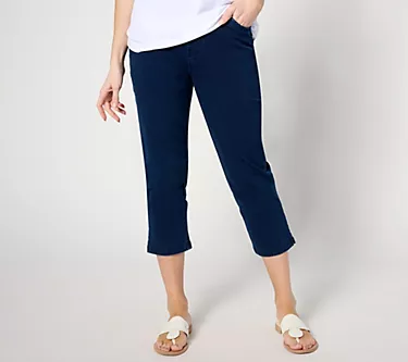 Quacker Factory DreamJeannes Short Flat Waistband Crop Pants
