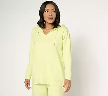 Joan Rivers French Terry Hooded V-Neck Pull-Over Sweatshirt