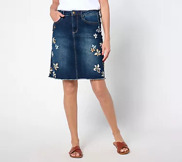 Driftwood Jeans Saydi Embroidered Skirt_- Indigo Detached