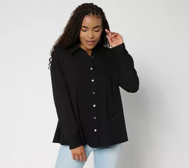 Attitudes by Renee Prime Stretch 2 Denim Button Front Shirt