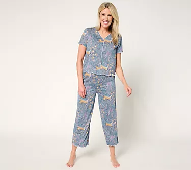 Sunday Brunch Crinkle Jersey Short Sleeve & Cropped Pant Lounge Set