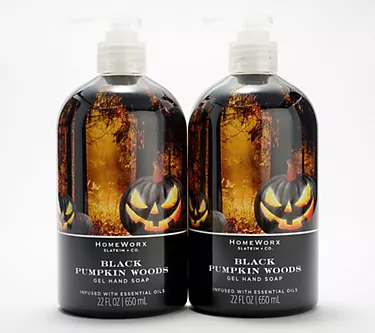 HomeWorx by Slatkin + Co. S/2 Black Pumpkin Woods 22-oz Soaps