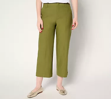 Joan Rivers Petite Wide Leg Crop Bengaline Pant