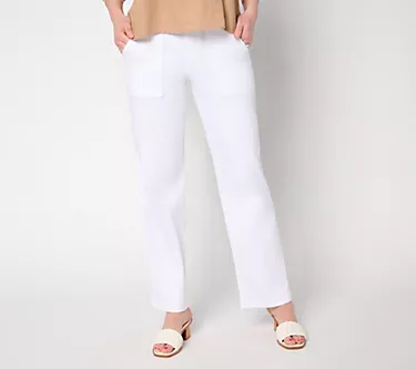 Me by Jennie Garth Petite White Utility Straight Leg Jeans