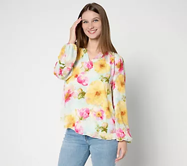 Studio Park x Terri Conn Clip Jacquard Chiffon Blouse