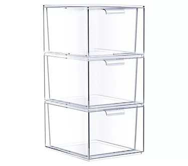 Sorbus 3 Pack Clear Stackable Acrylic Drawer Makeup Organizers