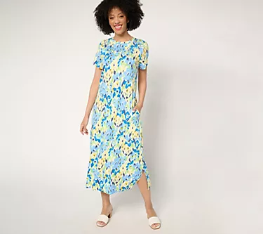 Quacker Factory Hello Spring Floral and Bling Maxi Dress