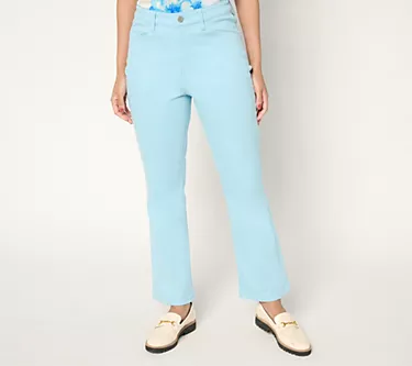 Susan Graver Petite Stretch Denim Boot-Cut Ankle Jeans