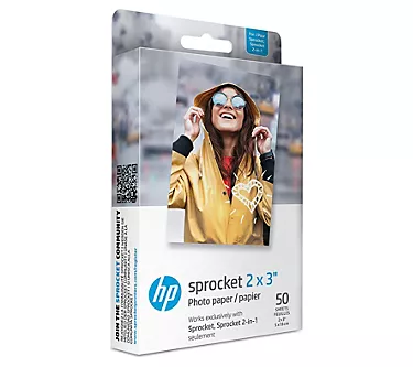 HP Sprocket 2" x 3" Zink Sticky-Back Photo Paper 50-Pack