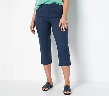 NYDJ Stretch Linen Twill Utility Pants- Oxford Navy