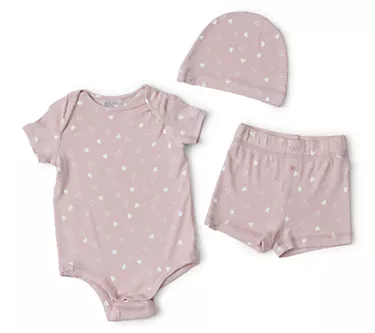 Barefoot Dreams Ultra Soft Ribbed Heart Print Baby Set
