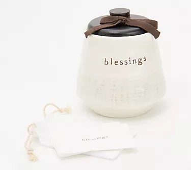 DEMDACO Heartfelt Ceramic Jar with 12 Small Notecards