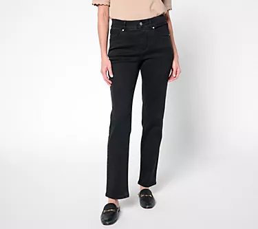 Isaac Mizrahi Live! Tall True Denim Black Straight Leg Ankle Jeans