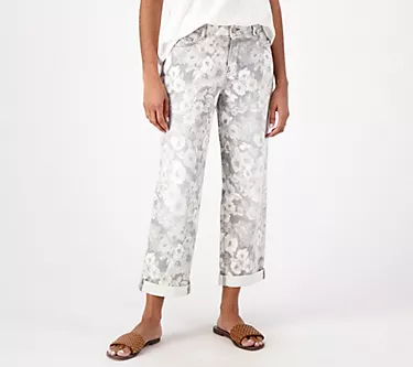 LOGO by Lori Goldstein Regular Printed Floral Boyfriend Jeans