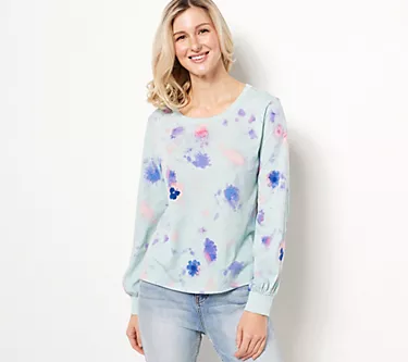 Candace Cameron Bure Pressed Floral Graphic Long Sleeve Tee