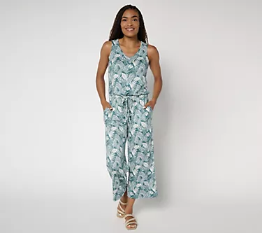 MUK LUKS Tall Cloud Knit Sleeveless Crop Jumpsuit