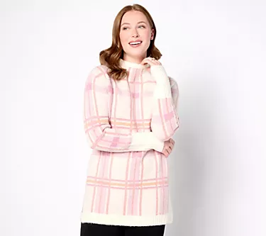 Isaac Mizrahi Live! Petite Soho Jumbo Plaid Sweater Tunic