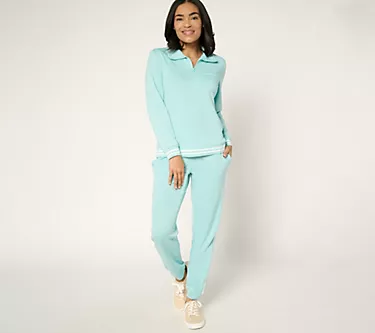 MUK LUKS Tall French Terry 1/4-Zip & Jogger Track Suit
