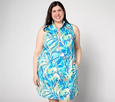 Belle Body by Kim Gravel Paradise Preppy Zip Sport Dress, Petite