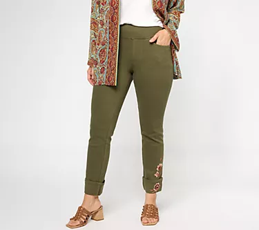 Belle Boho by Kim Gravel Reg Embroidered Flexibelle Cuffed Jean