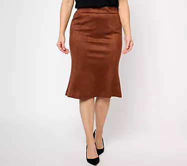 Isaac Mizrahi Live! Estate Petite Faux Suede Skirt
