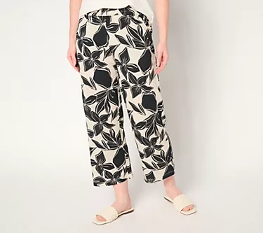 Belle Beach by Kim Gravel Tall Cabana Knit Hibiscus Cropped Pant