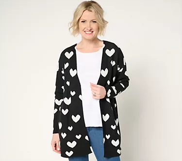 Driftwood Jeans Heart Intarsia Cardigan - Black Heart