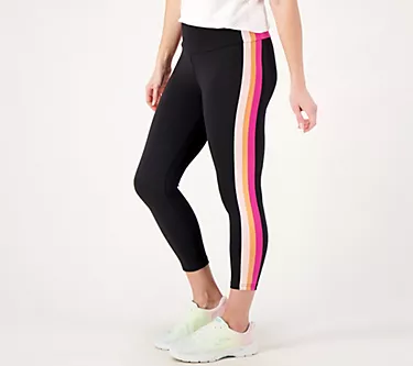 Belle Body by Kim Gravel Petite Striped Cropped Legging Legging