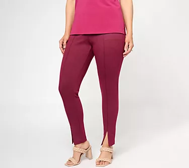 Isaac Mizrahi Live! Petite Ponte Pull on Pant w/Front Pintuck
