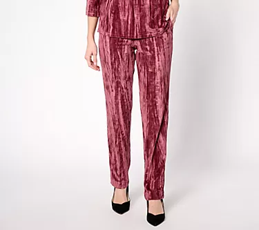 Isaac Mizrahi Live! Tall Crushed Velvet Straight-Leg Pants