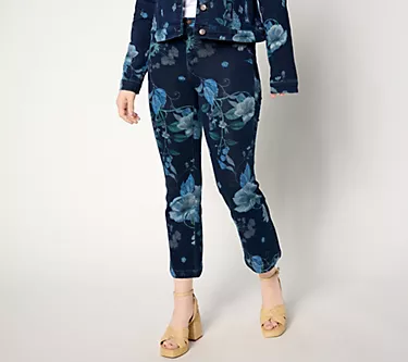 nicole by Nicole Miller Petite Cropped Dream Denim Jean- Floral